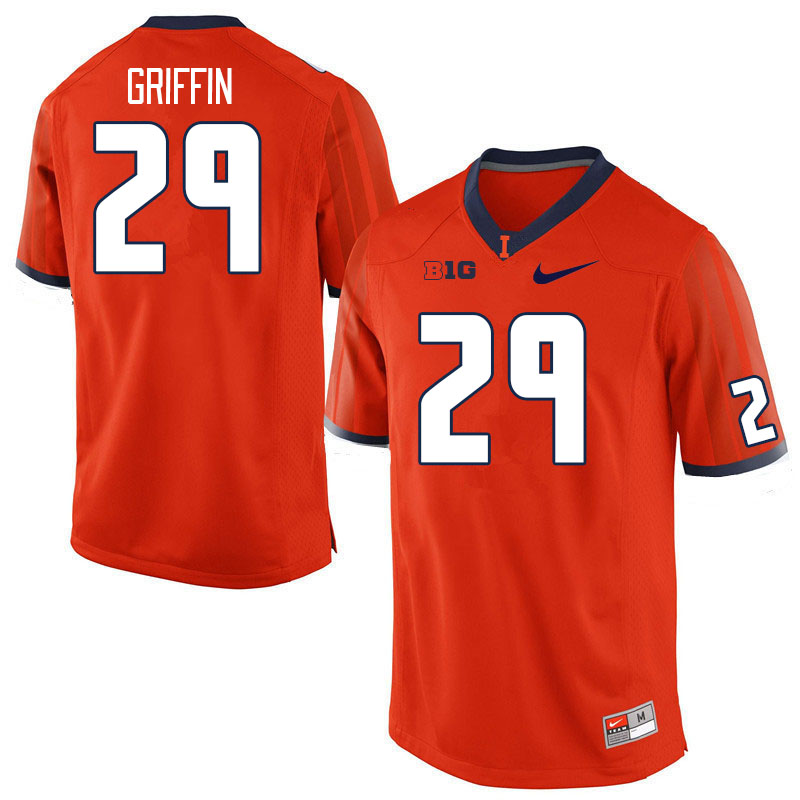 Men #29 TJ Griffin Illinois Fighting Illini College Football Jerseys Stitched Sale-Orange